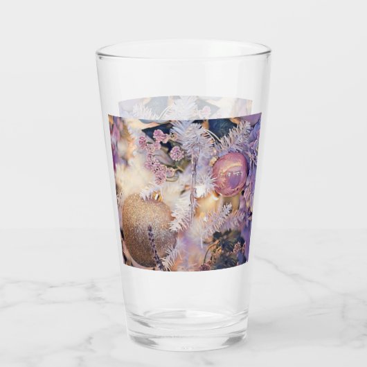 Moderne Malerei Weihnachtsbaum Lila Dekorationen Glas (Rückseite)