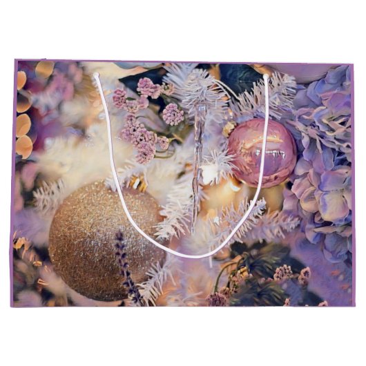 Moderne Malerei Weihnachtsbaum Lila Dekorationen Große Geschenktüte (Rückseite)