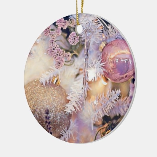 Moderne Malerei Weihnachtsbaum Lila Dekorationen Keramik Ornament (Links)