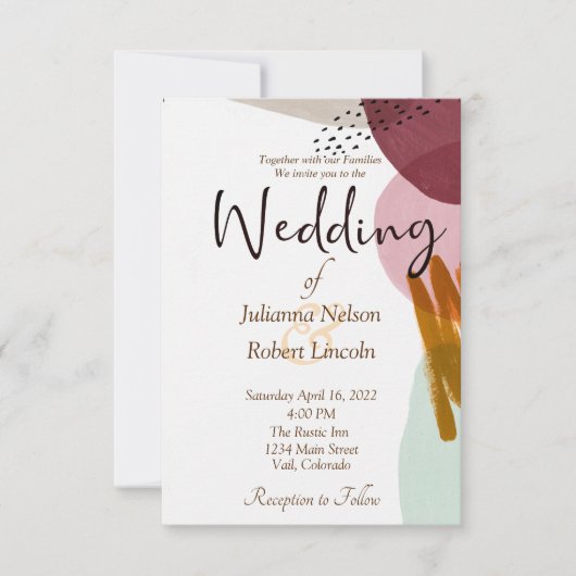 Moderne Malerhochzeit Einladung (Vorderseite)