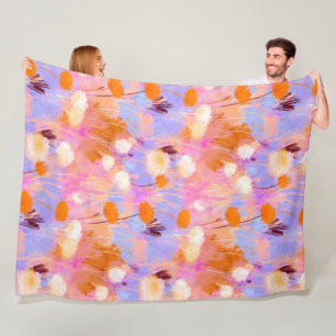 Moderne malerische rosa Lavendel-Blumen Fleecedecke
