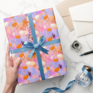 Moderne malerische rosa-lila Blumen Geschenkpapier