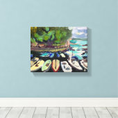 Moderne Malerlandschaft, Badeort, Boote Leinwanddruck (Insitu (Holzboden))