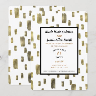 Moderne Malpinsel Gold Kupfer Bronze Hochzeit Einladung