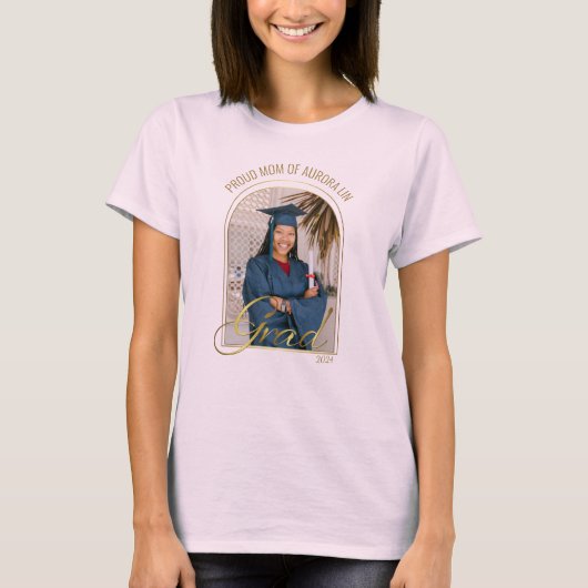 Moderne Mama des Grad Custom Foto Pink Boho T-Shirt (Vorderseite)