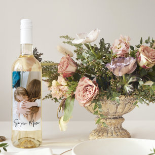 Moderne Mama Foto & Super Mama   Geschenk für Mama Weinetikett