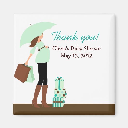 Moderne Mama (grün) Kinderdusche Gefallen Magnet (Vorne)