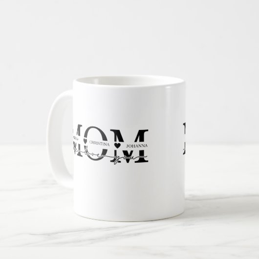 Moderne Mama Kinder nennen Muttertag Kaffeetasse (Vorderseite Links)