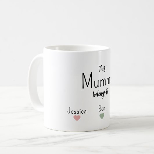 Moderne Mama Kinder nennen Muttertag Kaffeetasse (Vorderseite Links)
