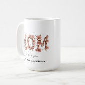 Moderne Mama Kinder nennen Muttertagsgeschenk Kaffeetasse (Vorderseite Links)