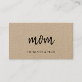 Moderne Mama | Kraft Rustic Mommy Contact Card Rabattkarte (Vorderseite)
