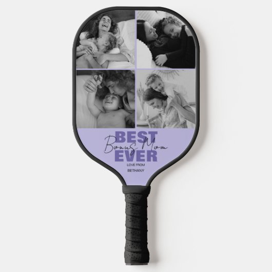 Moderne Mama mit dem besten je-Bonus | FotoCollage Pickleball Schläger (Vorderseite)