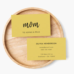 Moderne Mama   Mustard Yellow Mommy Contact Card Rabattkarte