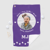 Moderne MAMA Personalisiertes Foto Golfer Lila Golfhandtuch (Insitu)