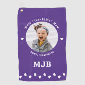 Moderne MAMA Personalisiertes Foto Golfer Lila Golfhandtuch (Vorderseite)