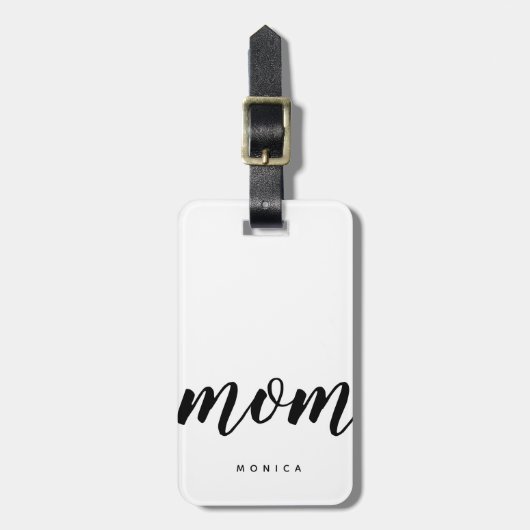 Moderne Mama Schwarz/Weiß Minimalistisch Gepäckanhänger (Vorderseite vertikal)