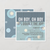 Moderne Mama Twin Boy Baby Dusche Einladung (Vorne/Hinten)
