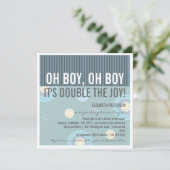 Moderne Mama Twin Boy Baby Dusche Einladung (Stehend Vorderseite)