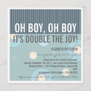 Moderne Mama Twin Boy Baby Dusche Einladung