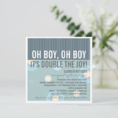 Moderne Mama Twin Boy Baby Dusche Einladung (Stehend Vorderseite)