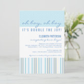 Moderne Mama Twin Boy Baby Dusche Einladung (Stehend Vorderseite)