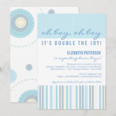 Moderne Mama Twin Boy Baby Dusche Einladung (Vorne/Hinten)