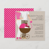 Moderne Mama-Vater-Wagen-Paar-Baby-Dusche Einladung (Vorne/Hinten)