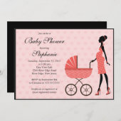 Moderne Mama, zum Mädchen-Wagen-Baby-Dusche zu Einladung (Vorne/Hinten)