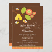 Moderne Mama zur Bienen-Baby-Duschen-Einladung Einladung (Vorne/Hinten)
