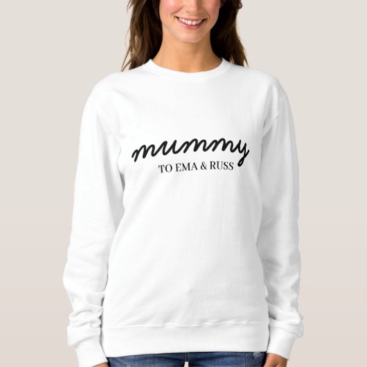 Moderne Mami Personalisierte Kinder Namen Mutterli Sweatshirt (Vorderseite)