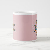 Moderne Mandala Blues Rosa Bohemische Kunst Jumbo-Tasse (Vorderseite)