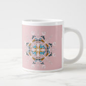 Moderne Mandala Blues Rosa Bohemische Kunst Jumbo-Tasse (Rechts)