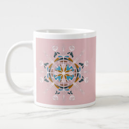 Moderne Mandala Blues Rosa Bohemische Kunst Jumbo-Tasse
