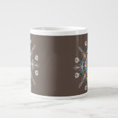 Moderne Mandala Blues Rosa Rosa Kunst Jumbo-Tasse (Vorderseite)