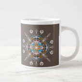 Moderne Mandala Blues Rosa Rosa Kunst Jumbo-Tasse (Rechts)