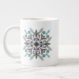 Moderne Mandala-Blumen-Grün-Boho-Kunst Jumbo-Tasse