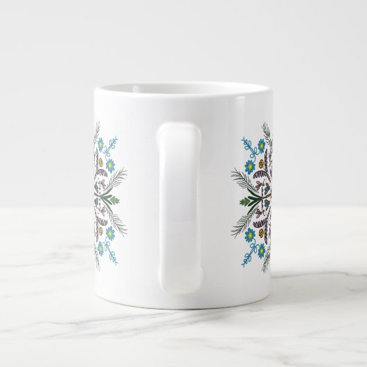Moderne Mandala Blumengärten Bohemische Kunst Jumbo-Tasse (Rückseite)