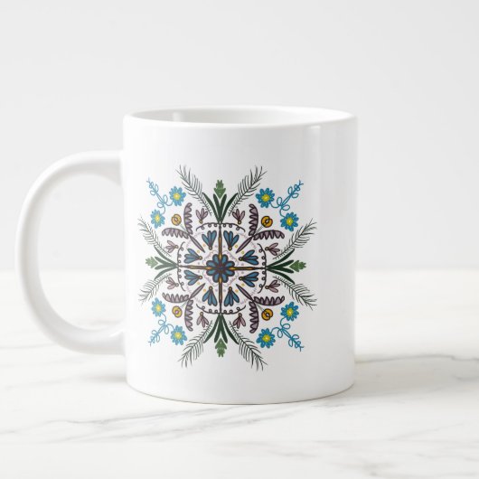 Moderne Mandala Blumengärten Bohemische Kunst Jumbo-Tasse (Links)