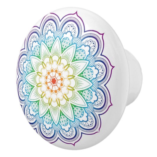 Moderne Mandala Coloring Datura Blume Keramik Pull Keramikknauf (Rechts)