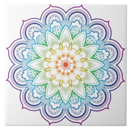 Moderne Mandala Coloring Datura Blume Keramik Tile Fliese (Vorderseite)