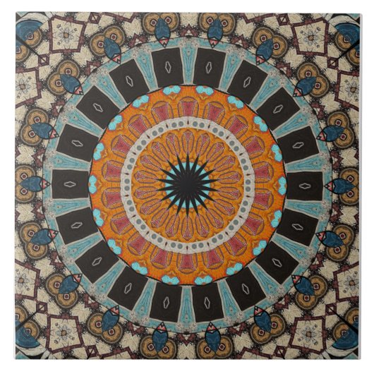 Moderne Mandala Keramik Tile Fliese (Vorderseite)