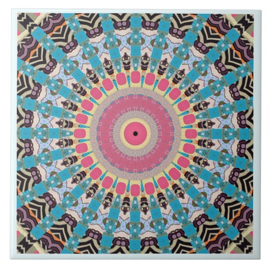 Moderne Mandala Keramik Tile Fliese (Vorderseite)