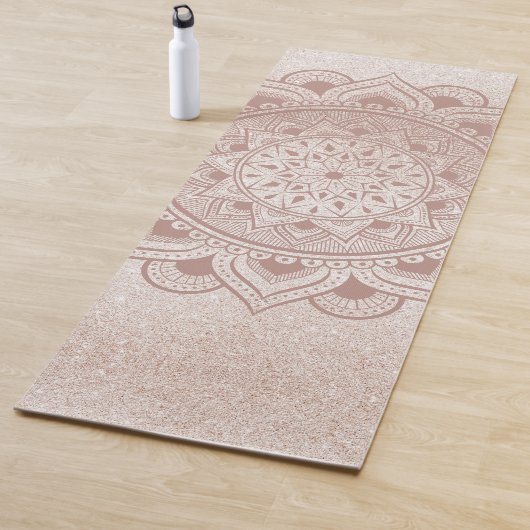 Moderne Mandala Om Rose Gold Glitzer Chic Übung Yogamatte (Beispiel)
