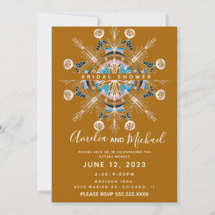 Moderne Mandala-Senf-Boho-Kunst-Junggesellinnenabs Einladung