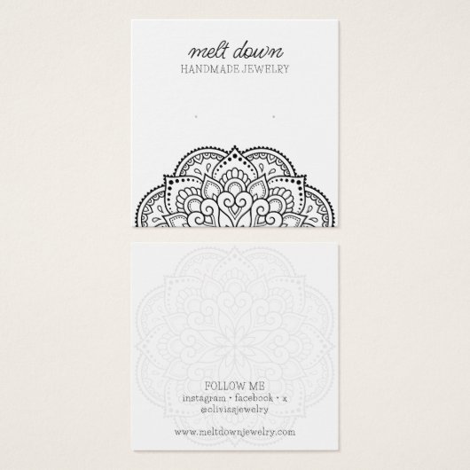 Moderne Mandala Stud Earring Juwelier Display Card (Vorne & Hinten)