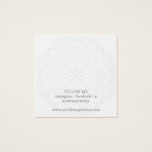 Moderne Mandala Stud Earring Juwelier Display Card (Rückseite)