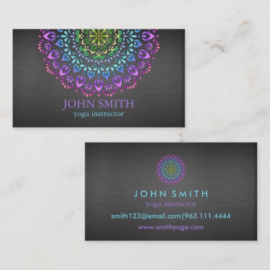 Moderne Mandala Yoga Instructor Busines Visitenkarte (Vorne/Hinten)