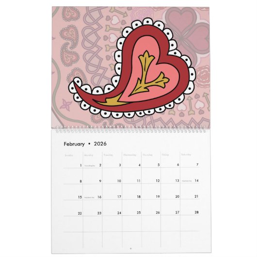 Moderne Mandalase 12 Monate Kalender (Feb 2026)