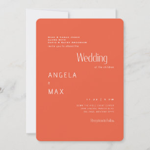 Moderne Mandarine beide Eltern Hochzeit Einladung