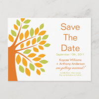 Moderne Mandarine Tree Save the Date POST CARD!